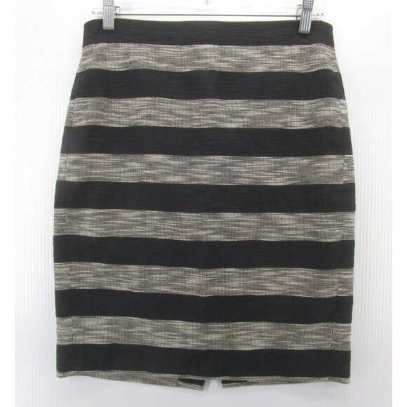 J Crew Skirt 4 Gray Straight Pencil Striped Career Stretch Lined - Picture 1 of 7
